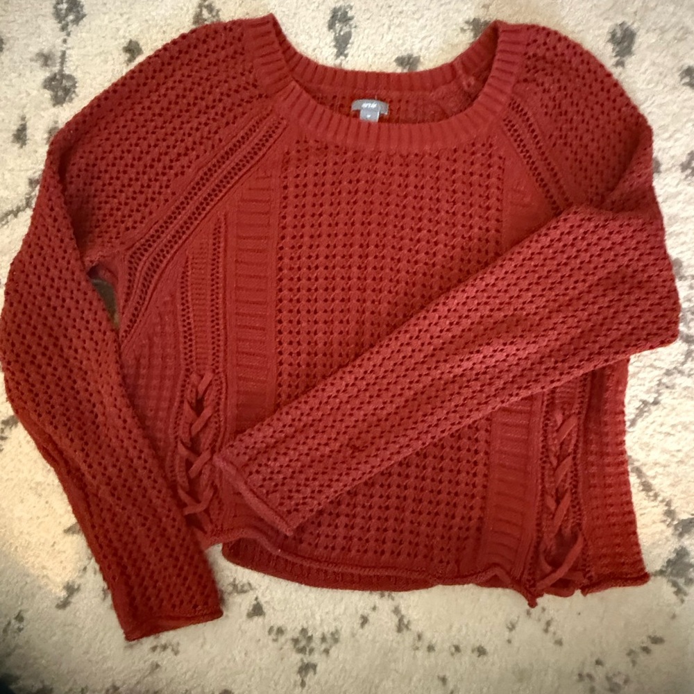 Aerie Brick Red Crew Neck Sweater